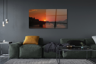 Tableaux sur verre Coucher de soleil italie rivière