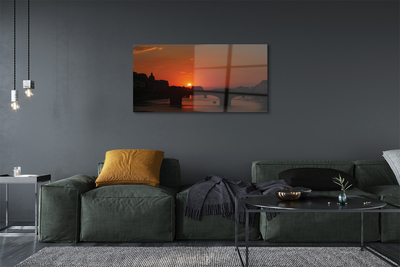 Tableaux sur verre Coucher de soleil italie rivière