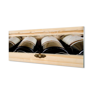 Tableaux sur verre Bouteilles de vin dans une boîte
