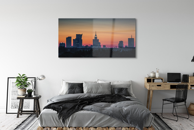 Tableaux sur verre Panorama sunset de varsovie