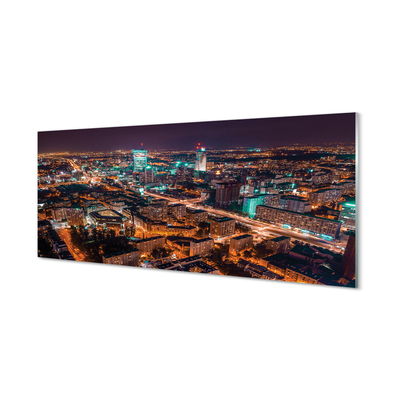 Tableaux sur verre Varsovie ville panorama nocturne