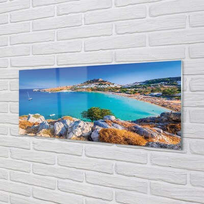 Tableaux sur verre Panorama de plage de la côte grèce
