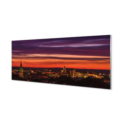 Tableaux sur verre Panorama cracovie nuit