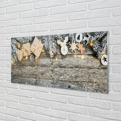 Tableaux sur verre Brindilles cônes cadeaux