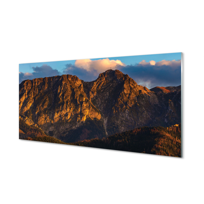 Tableaux sur verre Coucher du soleil montagne