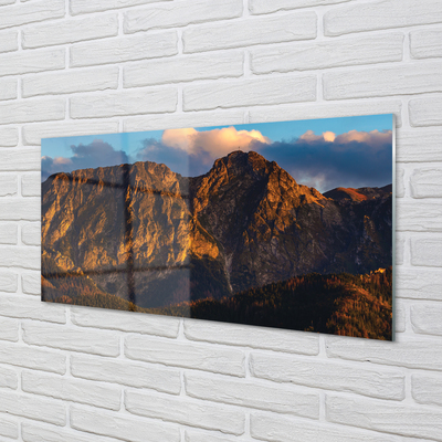 Tableaux sur verre Coucher du soleil montagne