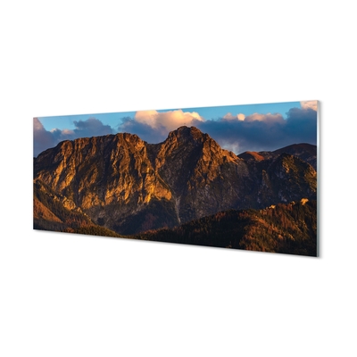 Tableaux sur verre Coucher du soleil montagne