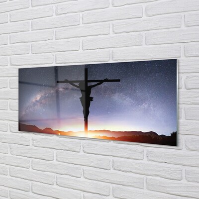Tableaux sur verre Jésus crucifié ciel