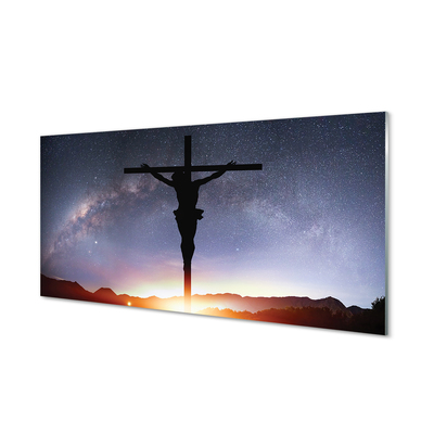Tableaux sur verre Jésus crucifié ciel