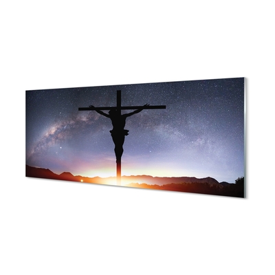 Tableaux sur verre Jésus crucifié ciel