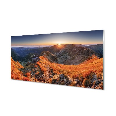 Tableaux sur verre Coucher du soleil montagne