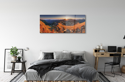 Tableaux sur verre Coucher du soleil montagne