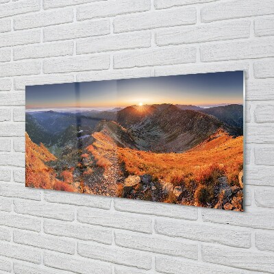 Tableaux sur verre Coucher du soleil montagne