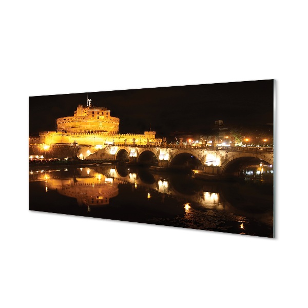 Tableaux sur verre Ponts rome rivière nuit