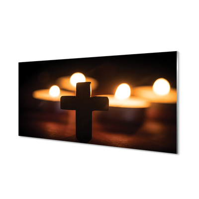 Tableaux sur verre Croix de bougies