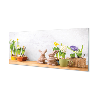 Tableaux sur verre Fleurs lapins