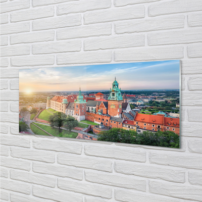 Tableaux sur verre Sunrise panorama du château de cracovie