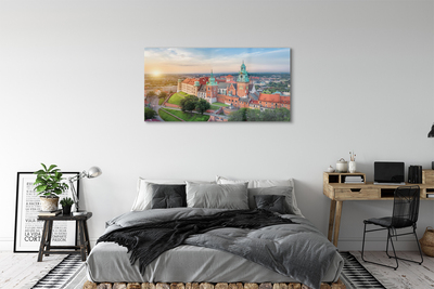 Tableaux sur verre Sunrise panorama du château de cracovie