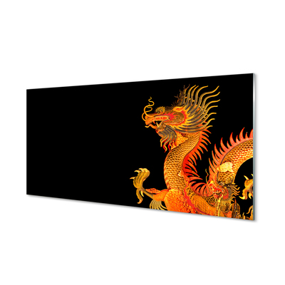 Tableaux sur verre Dragon d'or japonais