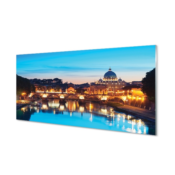 Tableaux sur verre Rome ponts de la rivière sunset