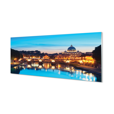 Tableaux sur verre Rome ponts de la rivière sunset