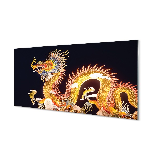 Tableaux sur verre Golden dragon japonais