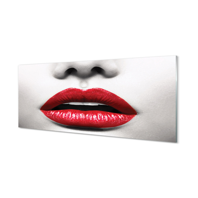 Tableaux sur verre Lèvres rouges femme nez