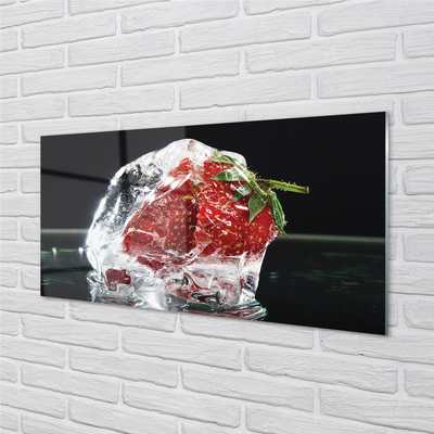 Tableaux sur verre Fraises dans le cube de glace