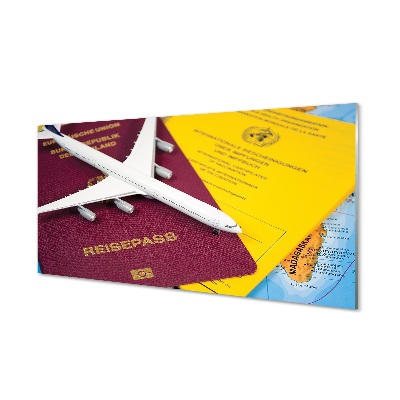 Tableaux sur verre Carte du passeport avion