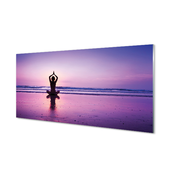 Tableaux sur verre Yoga de la mer femme