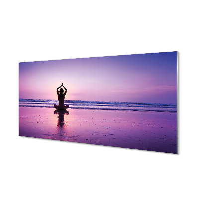 Tableaux sur verre Yoga de la mer femme