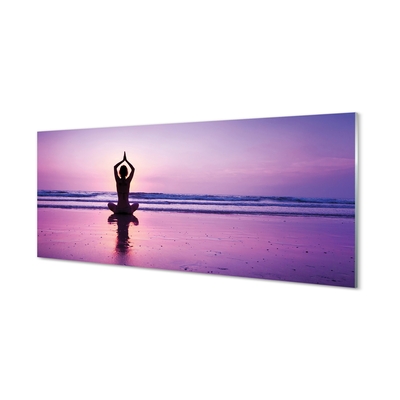 Tableaux sur verre Yoga de la mer femme