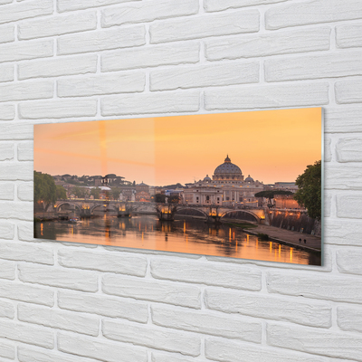 Tableaux sur verre Rome rivière sunset bâtiments ponts