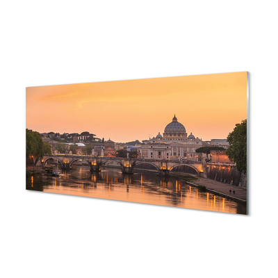 Tableaux sur verre Rome rivière sunset bâtiments ponts