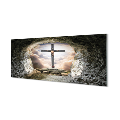 Tableaux sur verre Cave croix lumière jésus