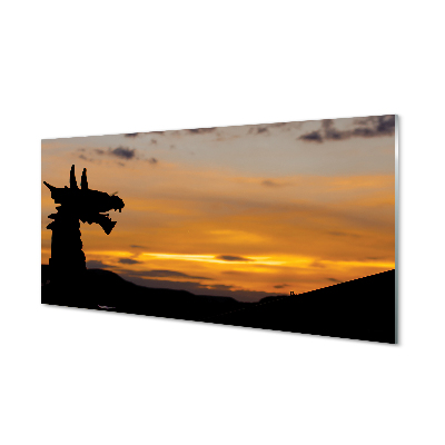 Tableaux sur verre Dragon ciel coucher de soleil