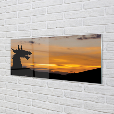 Tableaux sur verre Dragon ciel coucher de soleil