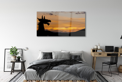 Tableaux sur verre Dragon ciel coucher de soleil