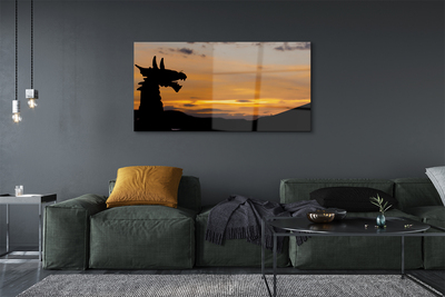 Tableaux sur verre Dragon ciel coucher de soleil