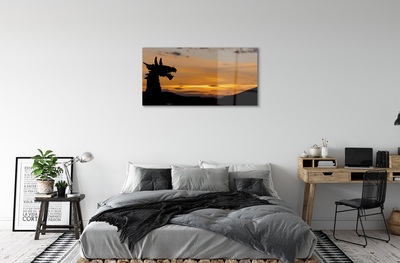 Tableaux sur verre Dragon ciel coucher de soleil