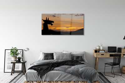 Tableaux sur verre Dragon ciel coucher de soleil