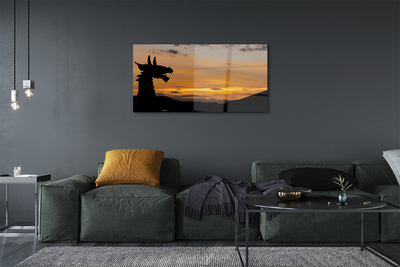 Tableaux sur verre Dragon ciel coucher de soleil