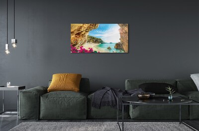 Tableaux sur verre Côte grèce falaises fleurs