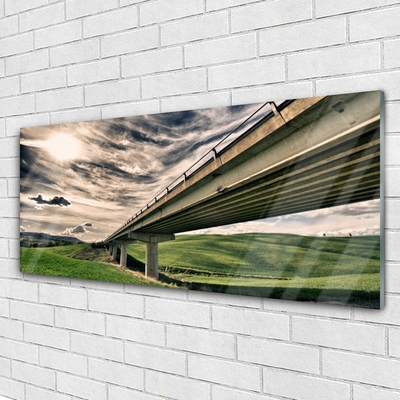 Image sur verre Tableau Autoroute pont vallée architecture vert sépia bleu