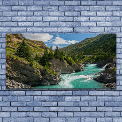 Image sur verre Tableau Rivière des montagnes paysage bleu vert