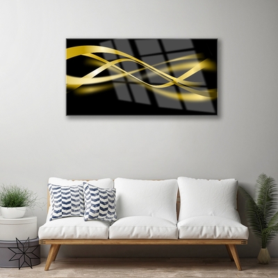 Image sur verre Tableau Art abstrait art noir jaune or