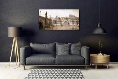 Image sur verre Tableau Pont de prague paysage sépia