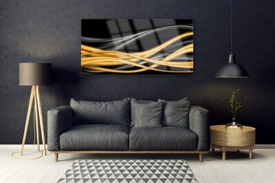 Image sur verre Tableau Art abstrait art noir jaune or