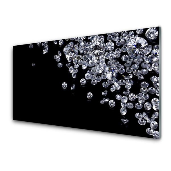 Image sur verre Tableau Diamants art noir gris blanc