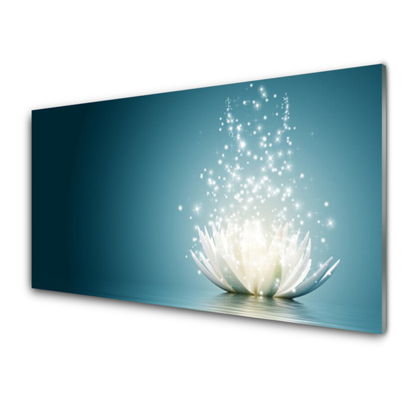 Image sur verre Tableau Fleur de lotus floral bleu noir blanc